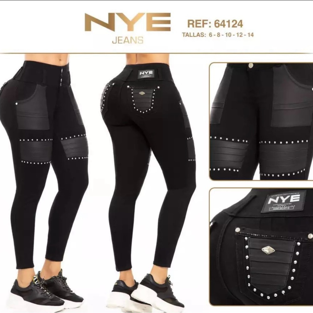 🇨🇴NYE JEANS COLOMBIANOS, Butt Lifter Fashion Dark Green Push Up Jeans SIZE 7